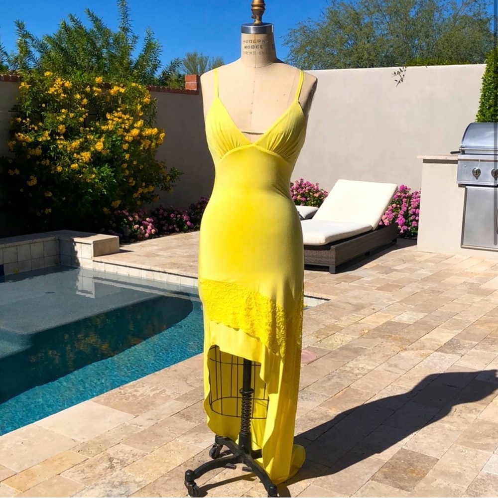 Sky asymmetrical sunshine yellow dress